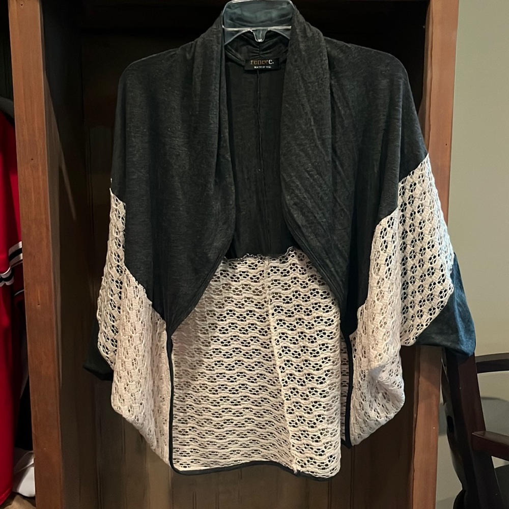 NWOT medium grey and cream cardigan